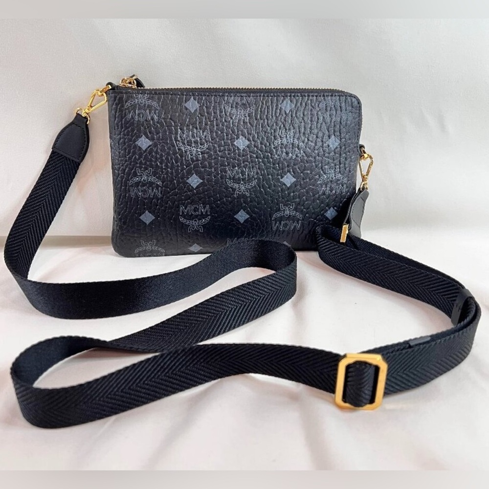 MCM Visetos Small Crossbody Pouch Black